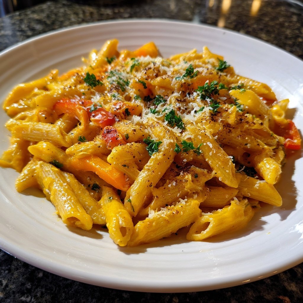 Penne mit cremiger Paprikasauce