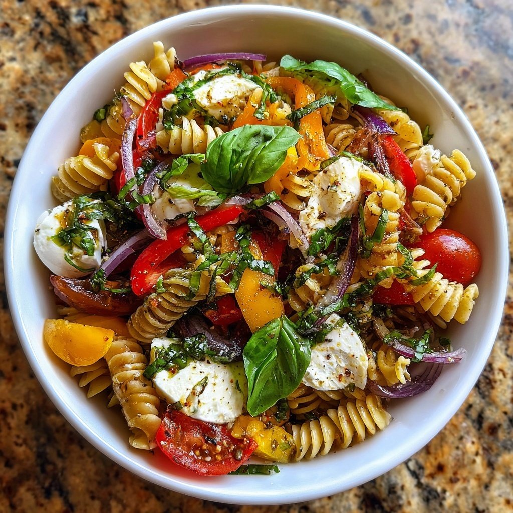 Mediterraner Nudelsalat Mit Mozzarella