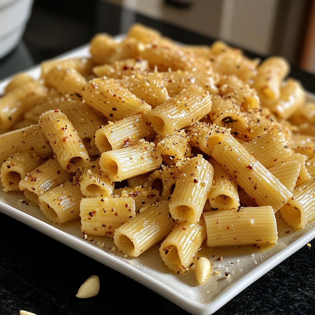 Rigatoni mit Olivenöl und Knoblauch