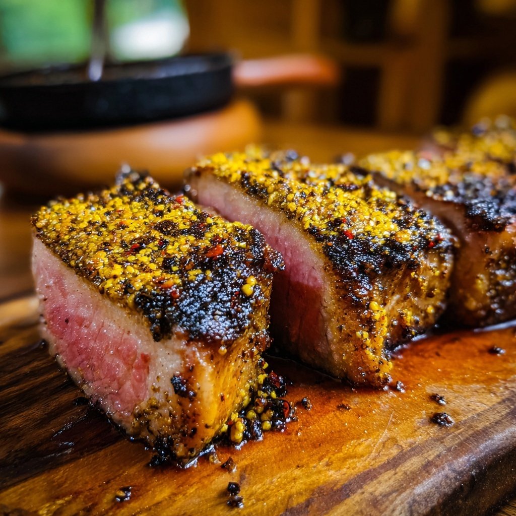 Gegrilltes Rindersteak Mit Senf Kruste